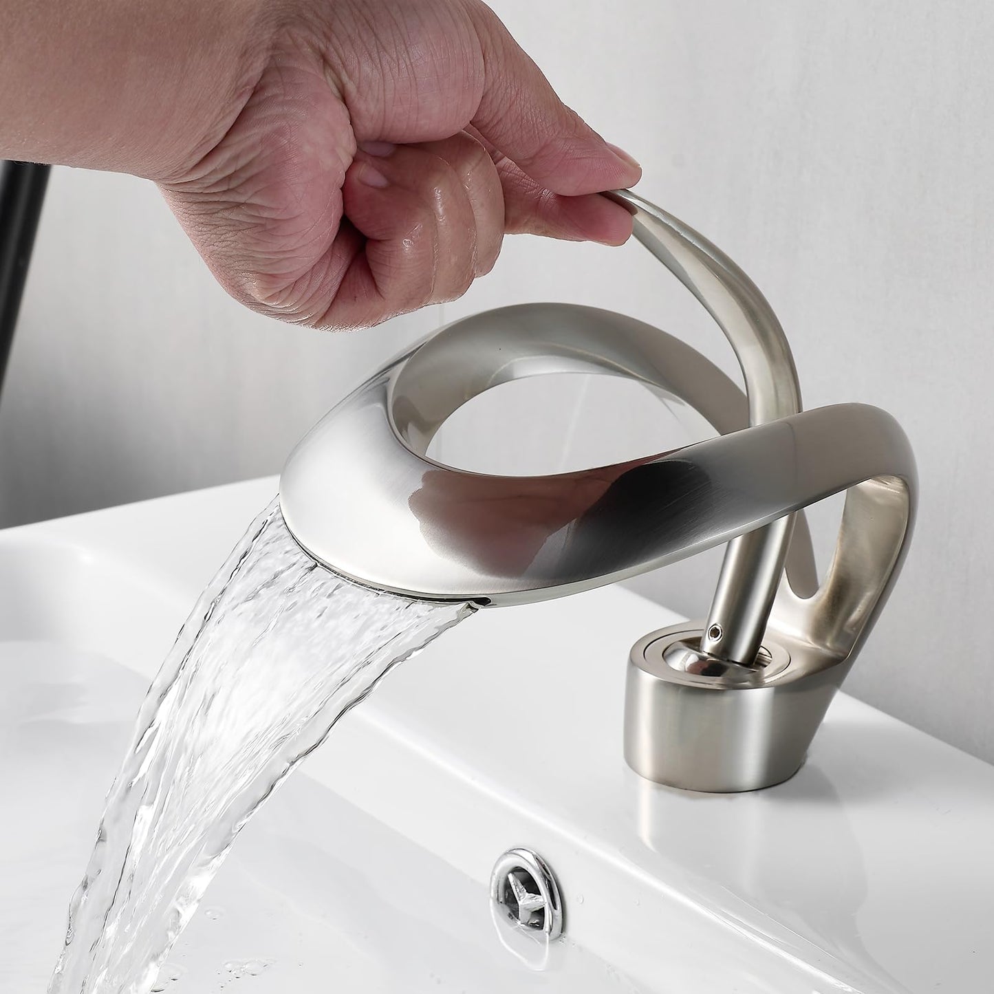Modern Elegant Waterfall Bathroom Sink Faucet Single Handle