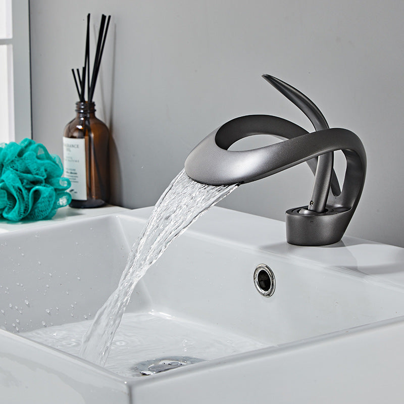 Modern Elegant Waterfall Bathroom Sink Faucet Single Handle