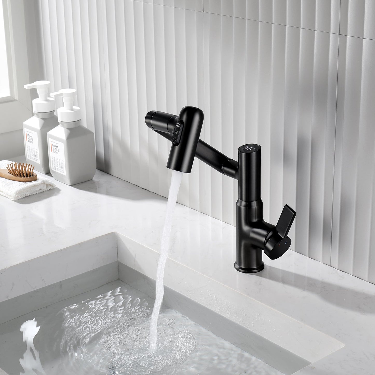 2025 Latest Smart Modern Rotatable Single-Hole Bathroom Faucet  with Temperature Display - Showerprolux