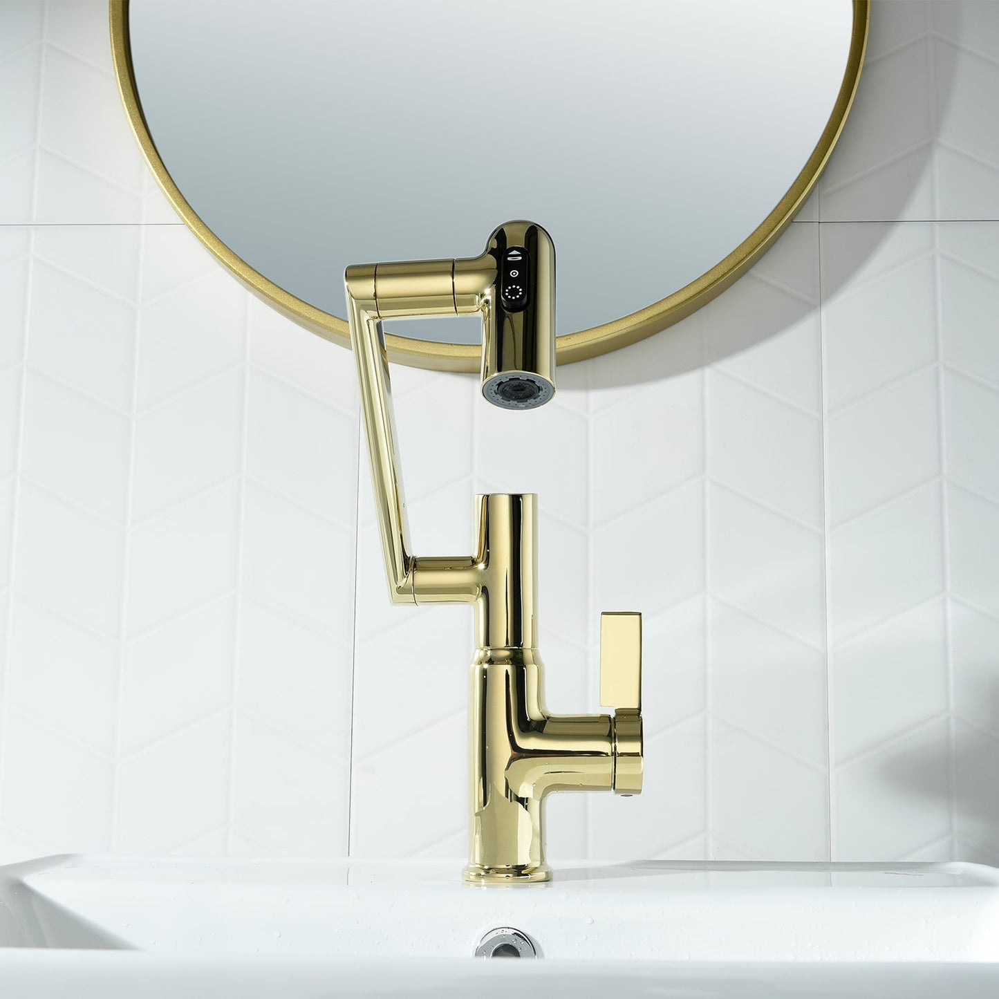 2025 Latest Smart Modern Rotatable Single-Hole Bathroom Faucet  with Temperature Display - Showerprolux