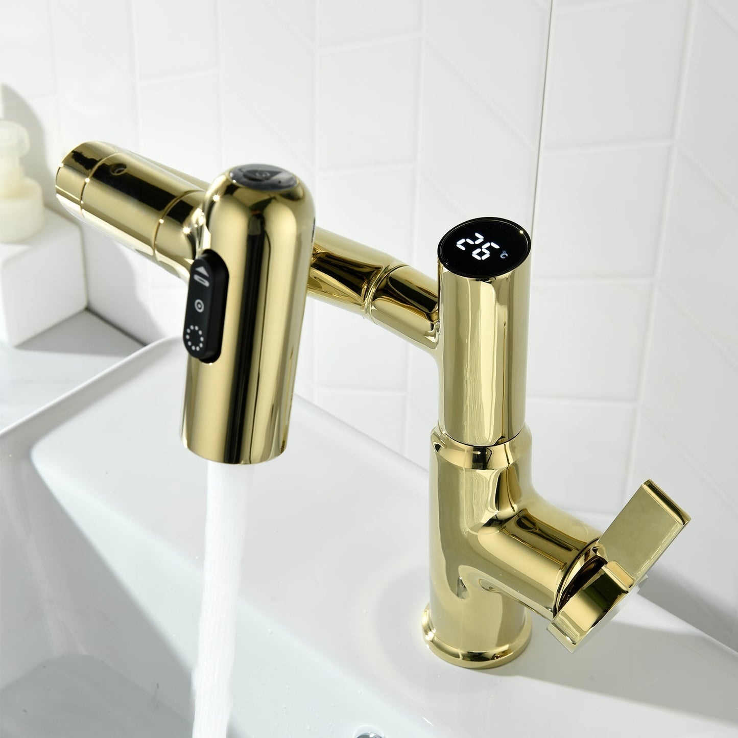 2025 Latest Smart Modern Rotatable Single-Hole Bathroom Faucet  with Temperature Display - Showerprolux