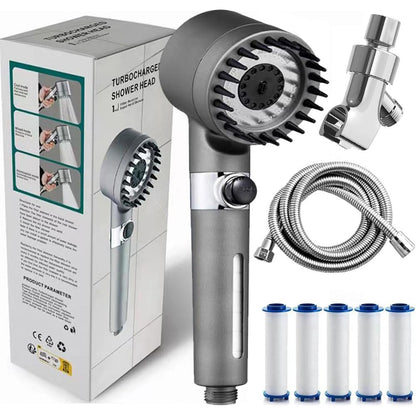 2026 Advanced Filtered Shower Head – 18-Layer Hard Water Softener with Scalp Massage Brush