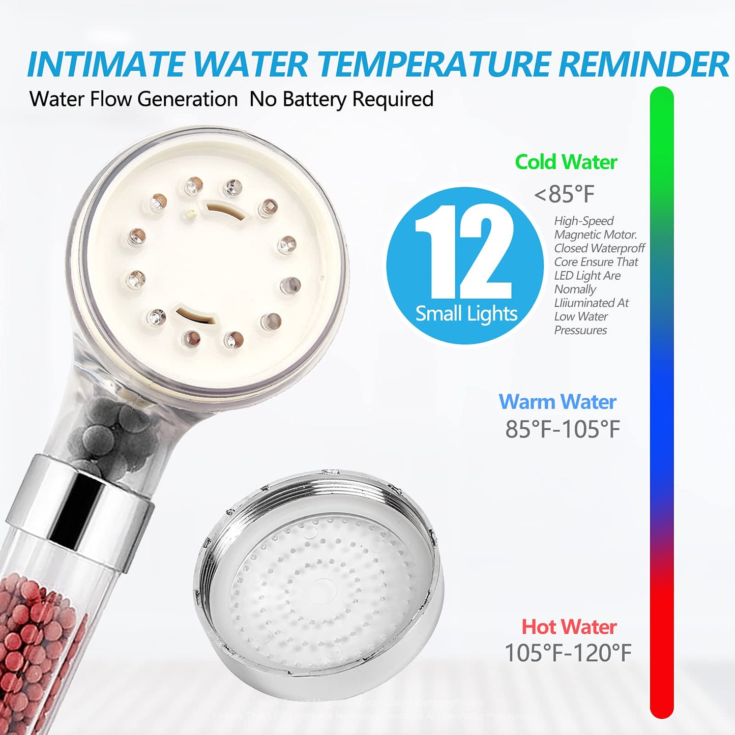 Temperature-Controlled LED Handheld Shower Head High Pressure