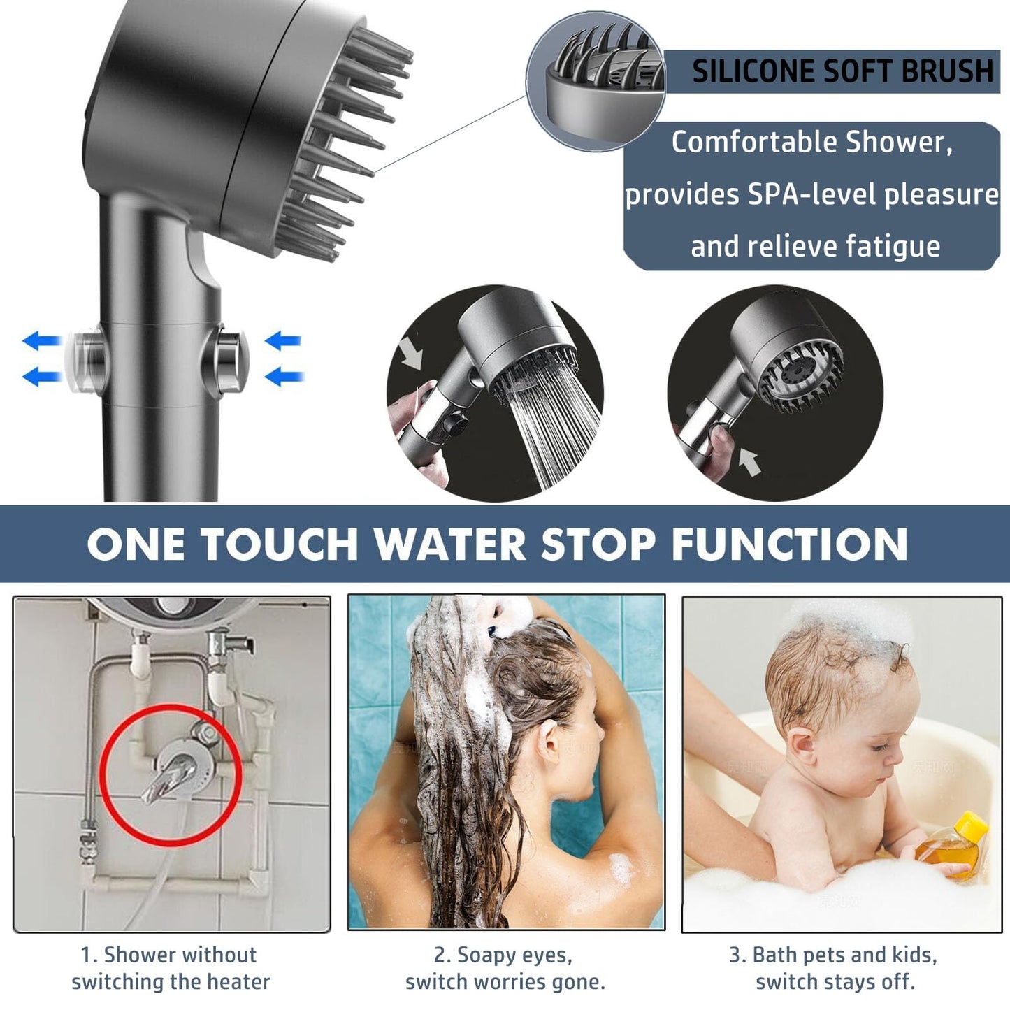 2026 Advanced Filtered Shower Head – 18-Layer Hard Water Softener with Scalp Massage Brush
