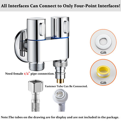 1-In-2-Out Dual Control Valve, Hand Held Bidet Sprayer for Toilet