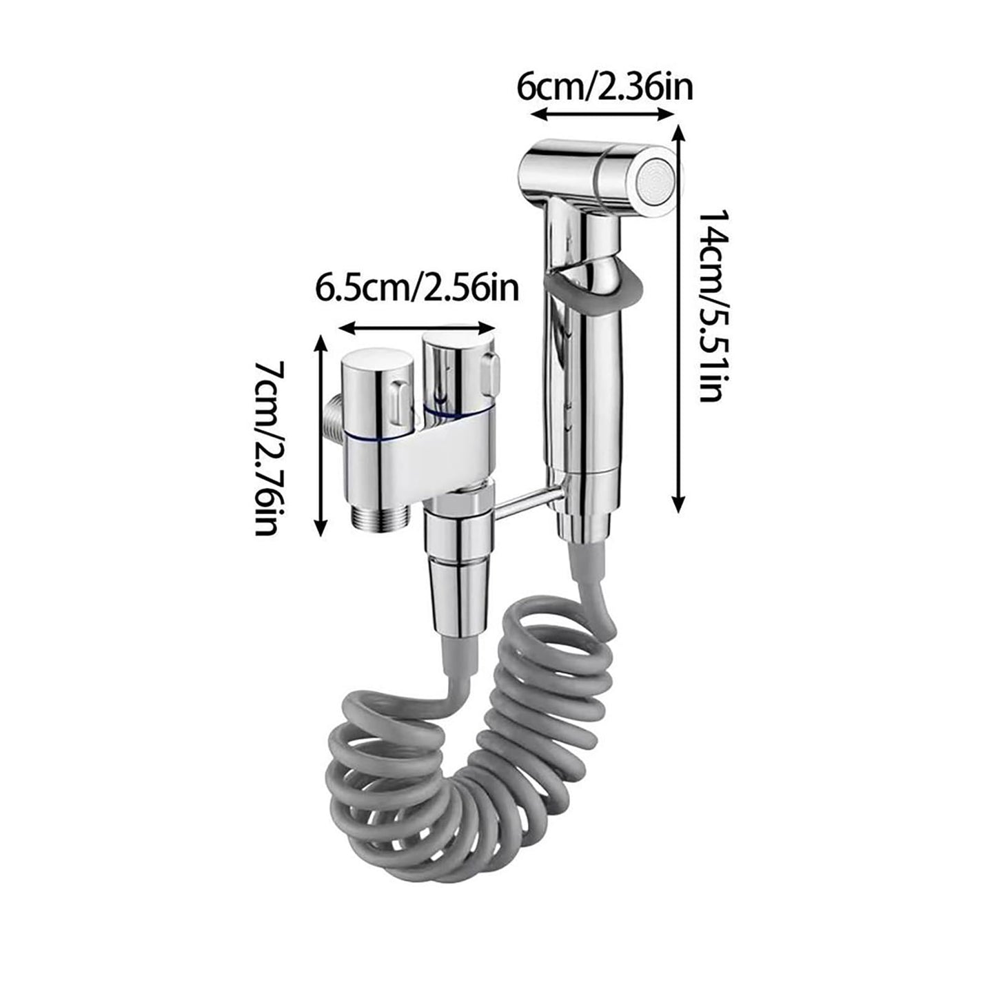 1-In-2-Out Dual Control Valve, Hand Held Bidet Sprayer for Toilet