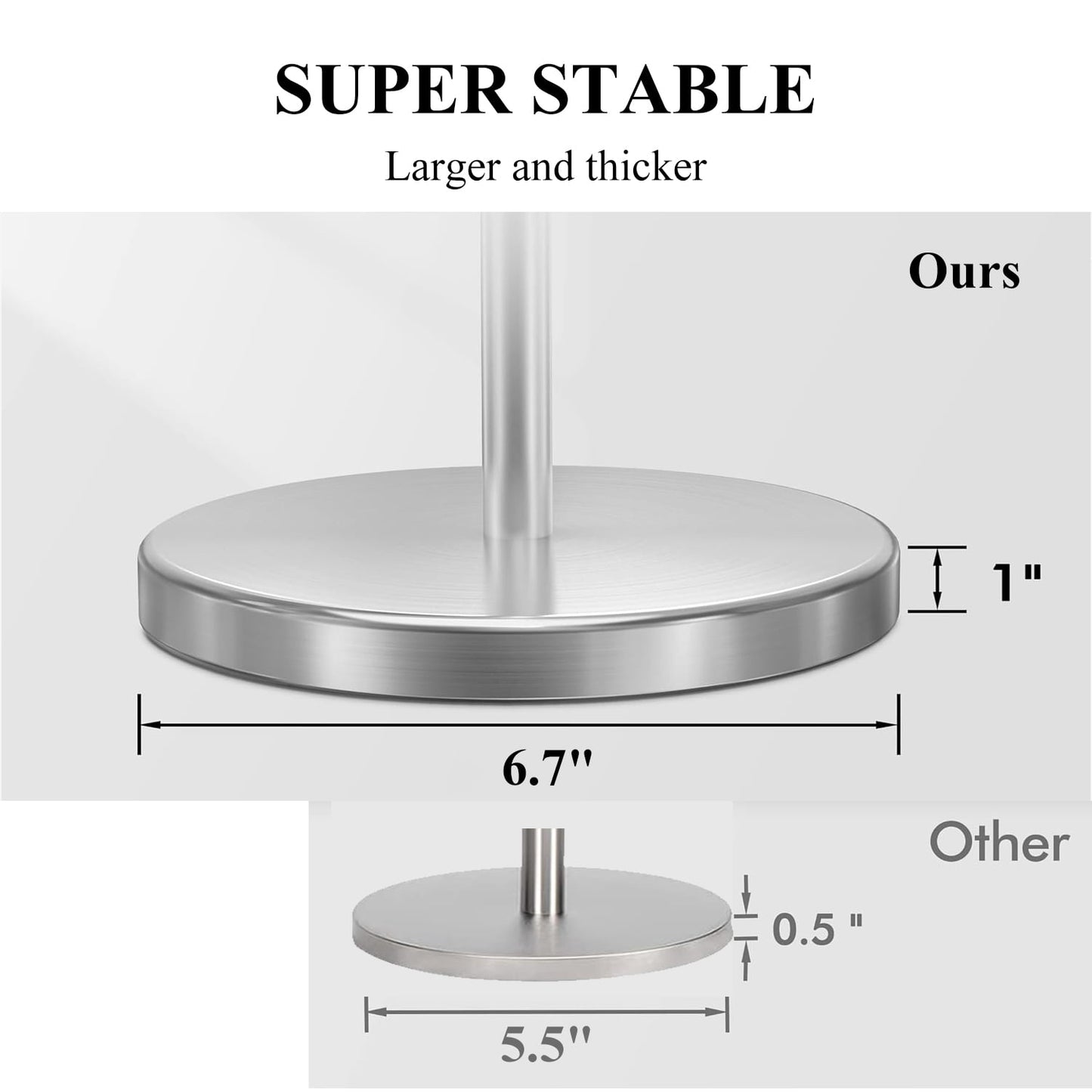 Freestanding Toilet Paper Holder with Top Storage Shelf, Modern Bathroom Toilet Paper Roll Holder, Silver