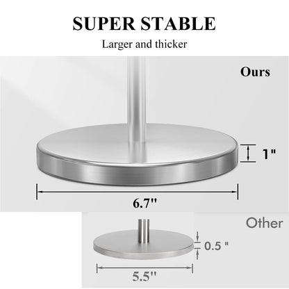 Freestanding Toilet Paper Holder with Top Storage Shelf, Modern Bathroom Toilet Paper Roll Holder, Silver