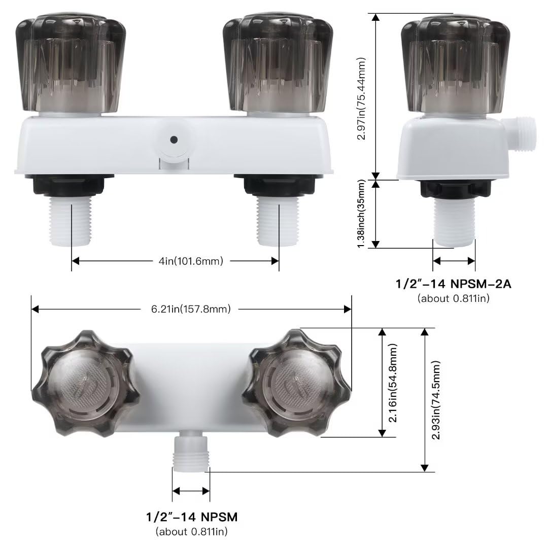 4" RV Shower Faucet Camper Shower Faucet Replacement, RV Shower Valve Diverter