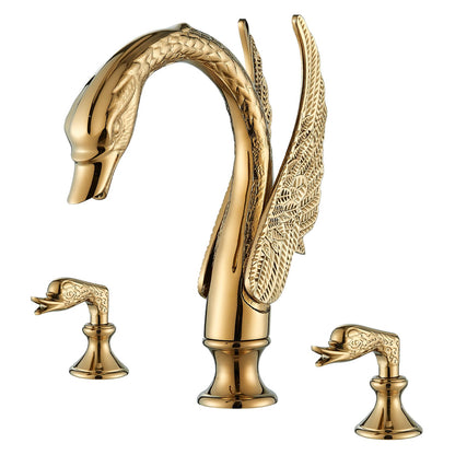 Gold Swan Widespread 2-handle 3 Holes Bathroom Faucet