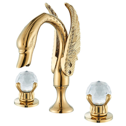 Gold Swan Widespread 2-handle 3 Holes Bathroom Faucet