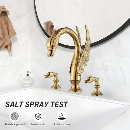 Gold Swan Widespread 2-handle 3 Holes Bathroom Faucet