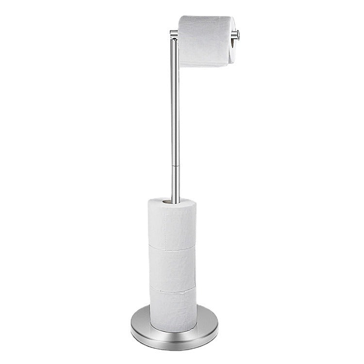 Freestanding Toilet Paper Holder with Top Storage Shelf, Modern Bathroom Toilet Paper Roll Holder, Silver