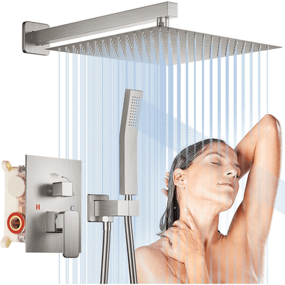 12 Inch Rainfall Shower System, With High Pressure Rain Shower Head