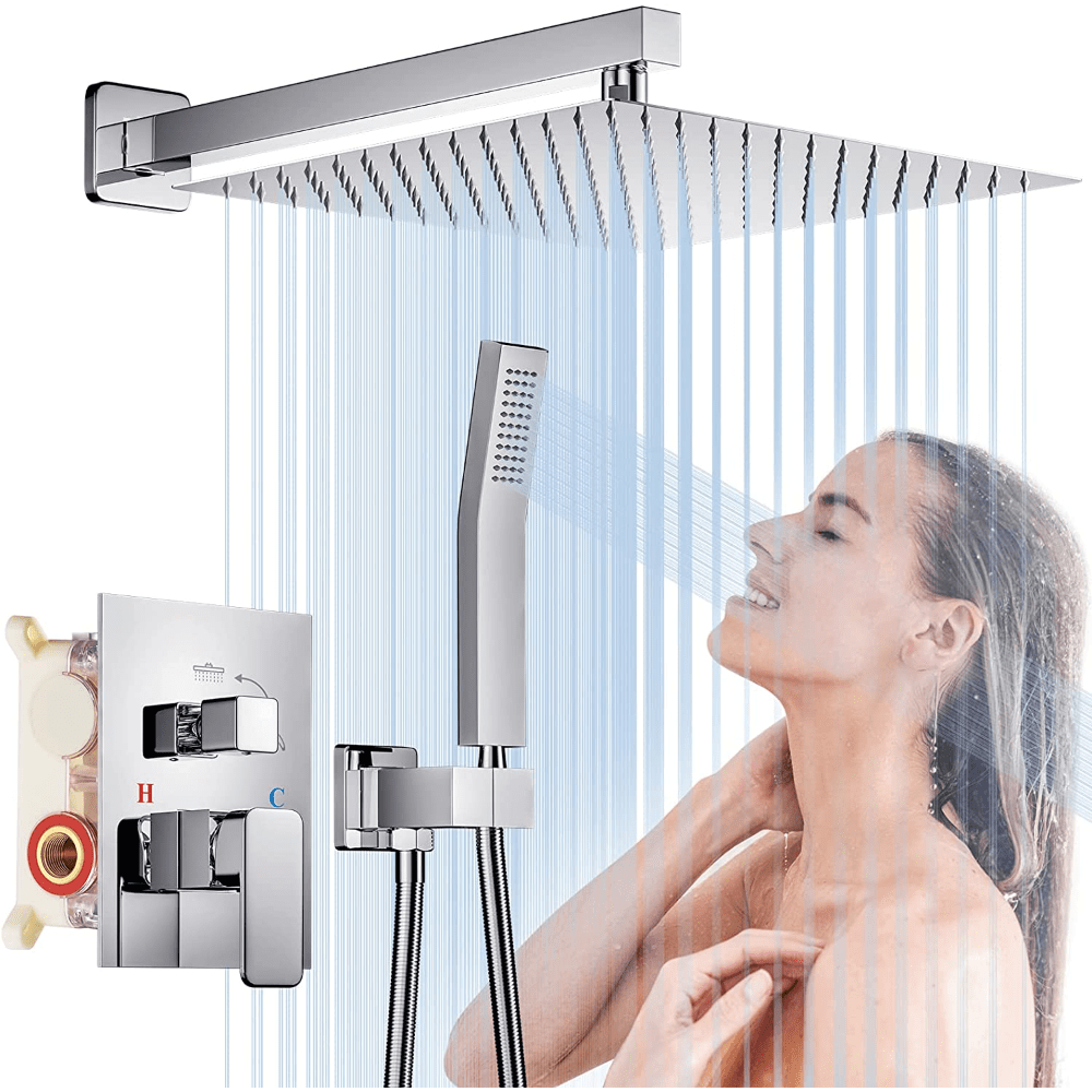 12 Inch Rainfall Shower System, With High Pressure Rain Shower Head