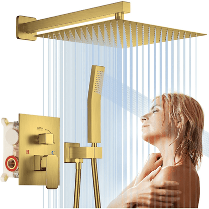 12 Inch Rainfall Shower System, With High Pressure Rain Shower Head