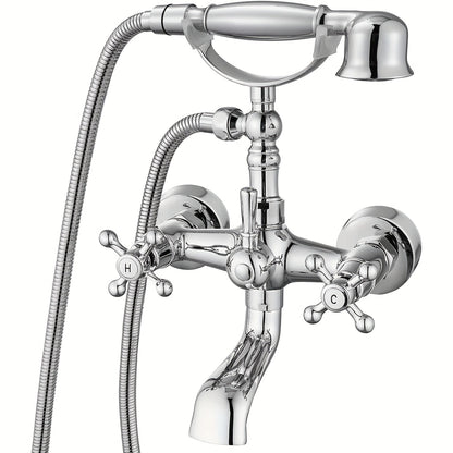 Vintage Wall-Mount Bathtub Faucet with Handheld Shower