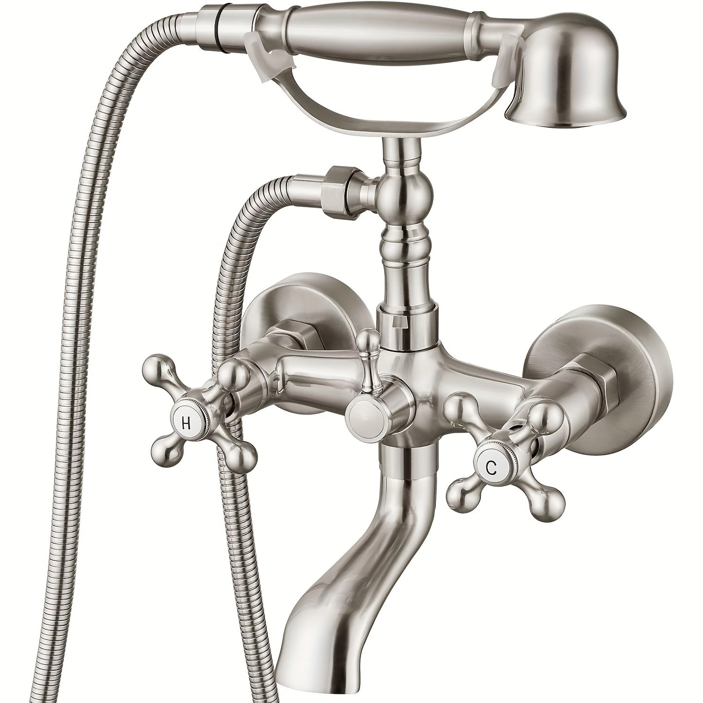 Vintage Wall-Mount Bathtub Faucet with Handheld Shower