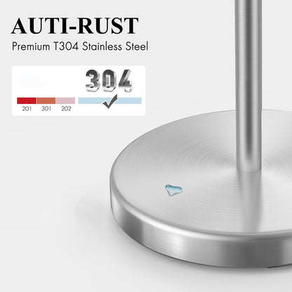 Freestanding Toilet Paper Holder with Top Storage Shelf, Modern Bathroom Toilet Paper Roll Holder, Silver