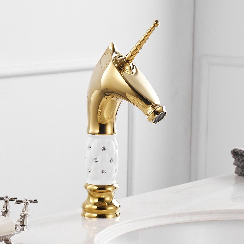 Horse Head Faucet Solid Brass Deck Mounted Single Long Handle Mixer Taps