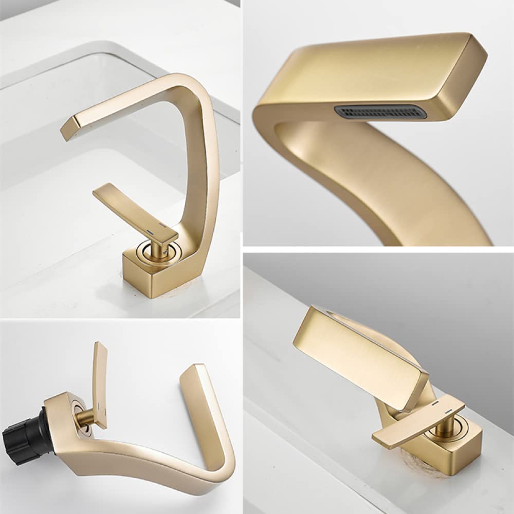 Single Handle Waterfall Bathroom Sink Faucet