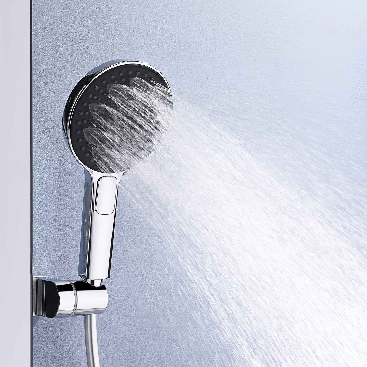 State-of-the-Art Shower System with Digital Temperature Display and Rainfall Showerhead