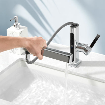 Showerprolux Single-Hole Pull-Out Faucet with Temperature Display