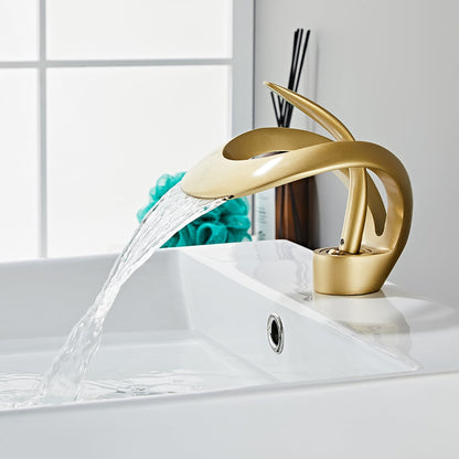 Modern Elegant Waterfall Bathroom Sink Faucet Single Handle