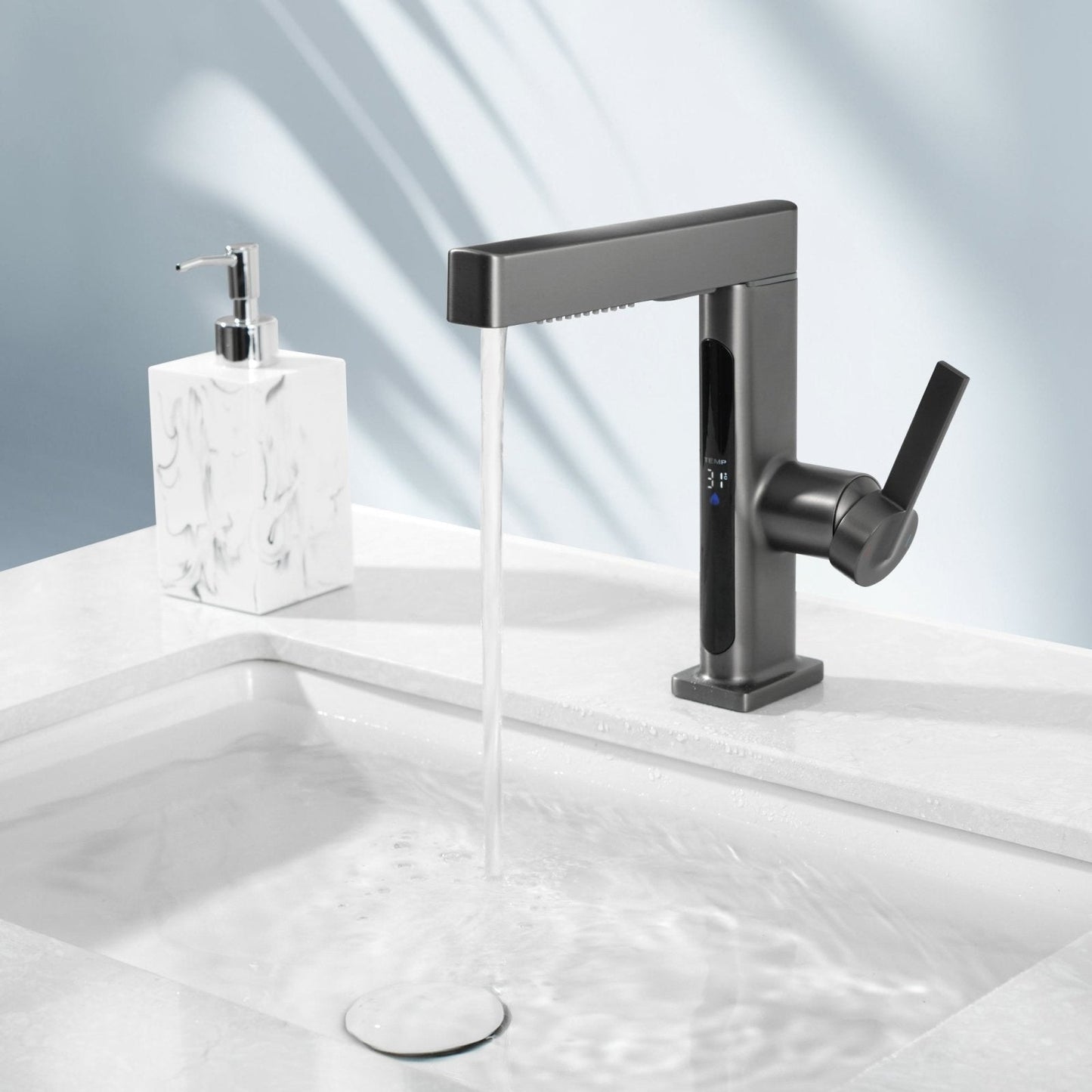 Showerprolux Single-Hole Pull-Out Faucet with Temperature Display