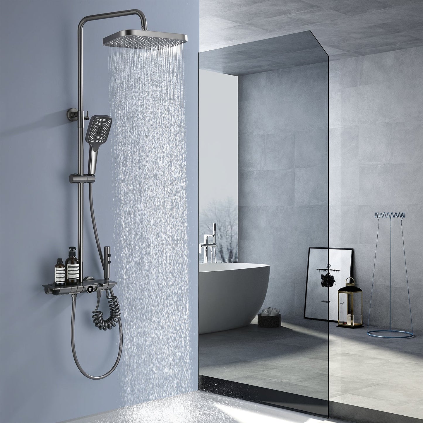 Intelligent Shower System with Temperature Display and Multi-Function Water Outlets