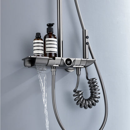 Intelligent Shower System with Temperature Display and Multi-Function Water Outlets