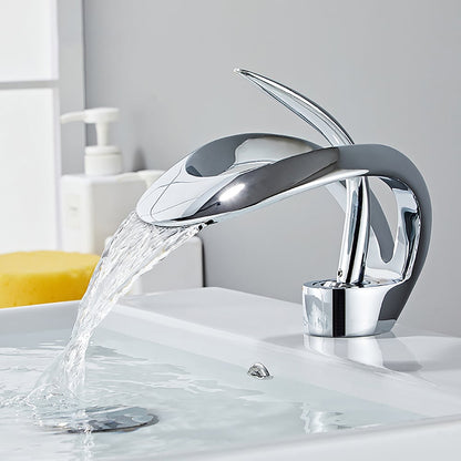 Modern Elegant Waterfall Bathroom Sink Faucet Single Handle