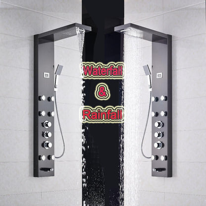 Showerprolux Stainless Steel Shower Panel And Jet Rain Shower With Thermostatic Mixer Faucet