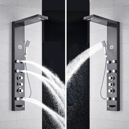 Showerprolux Stainless Steel Shower Panel And Jet Rain Shower With Thermostatic Mixer Faucet