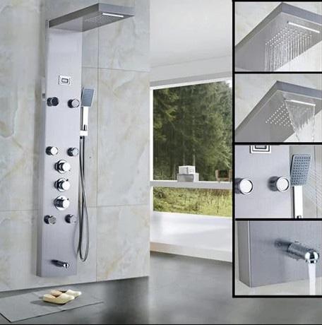 Showerprolux Stainless Steel Shower Panel And Jet Rain Shower With Thermostatic Mixer Faucet