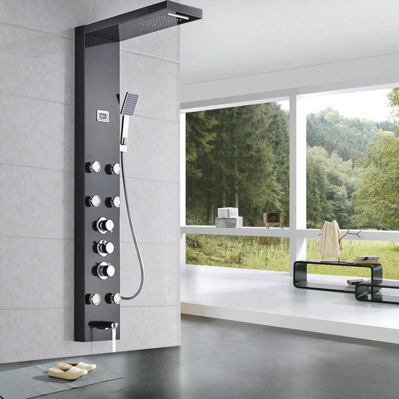 Showerprolux Stainless Steel Shower Panel And Jet Rain Shower With Thermostatic Mixer Faucet