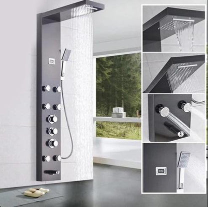 Showerprolux Stainless Steel Shower Panel And Jet Rain Shower With Thermostatic Mixer Faucet