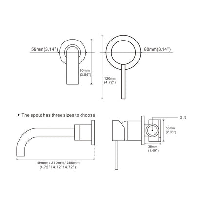 Modern Wall-Mount Mixer Tap Bathroom Sink Faucet Swivel Wall Spout Bath With Single Lever Basin Faucet